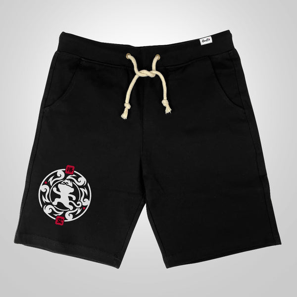 Wukong - A Japanese style black shorts featuring a minimalist design of Wukong printed on the right.