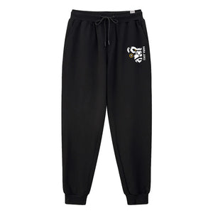 Black heavyweight sweatpants with Japanese-inspired angry ape graphic design.