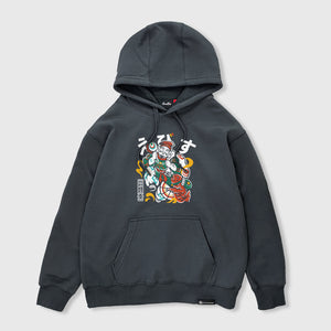 Ebisu- A Japanese style dark grey hoodie featuring the Ebisu graphic design on the front.