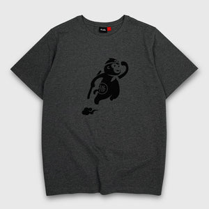 a Japanese style dark grey heavyweight T-shirt featuring a cute design of the oversized wukong, printed on the front - Anatta Streetwear
