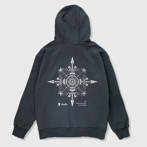 Vajra - A Japanese style dark grey hoodie featuring an exquisite design inspired by Buddhism's Vajra printed on the back