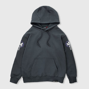 Wrathful deity - Front view of the Japanese style dark grey hoodie