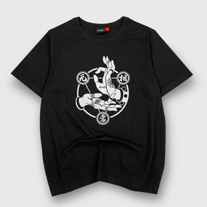 Mudra - A Japanese style black heavyweight T-shirt featuring a graphic design of Buddhism Mudra printed on the front