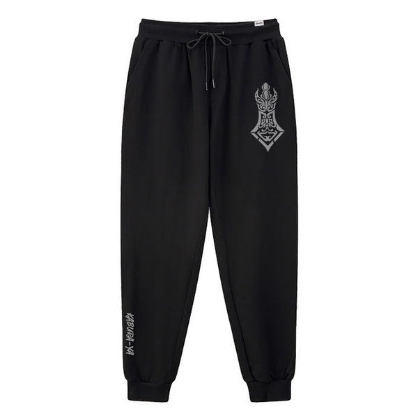 Kabura-ya - A Japanese style black sweatpants featuring a design of the traditional Japanese arrow, printed on the left. the word Kabura-ya are printed on the right.