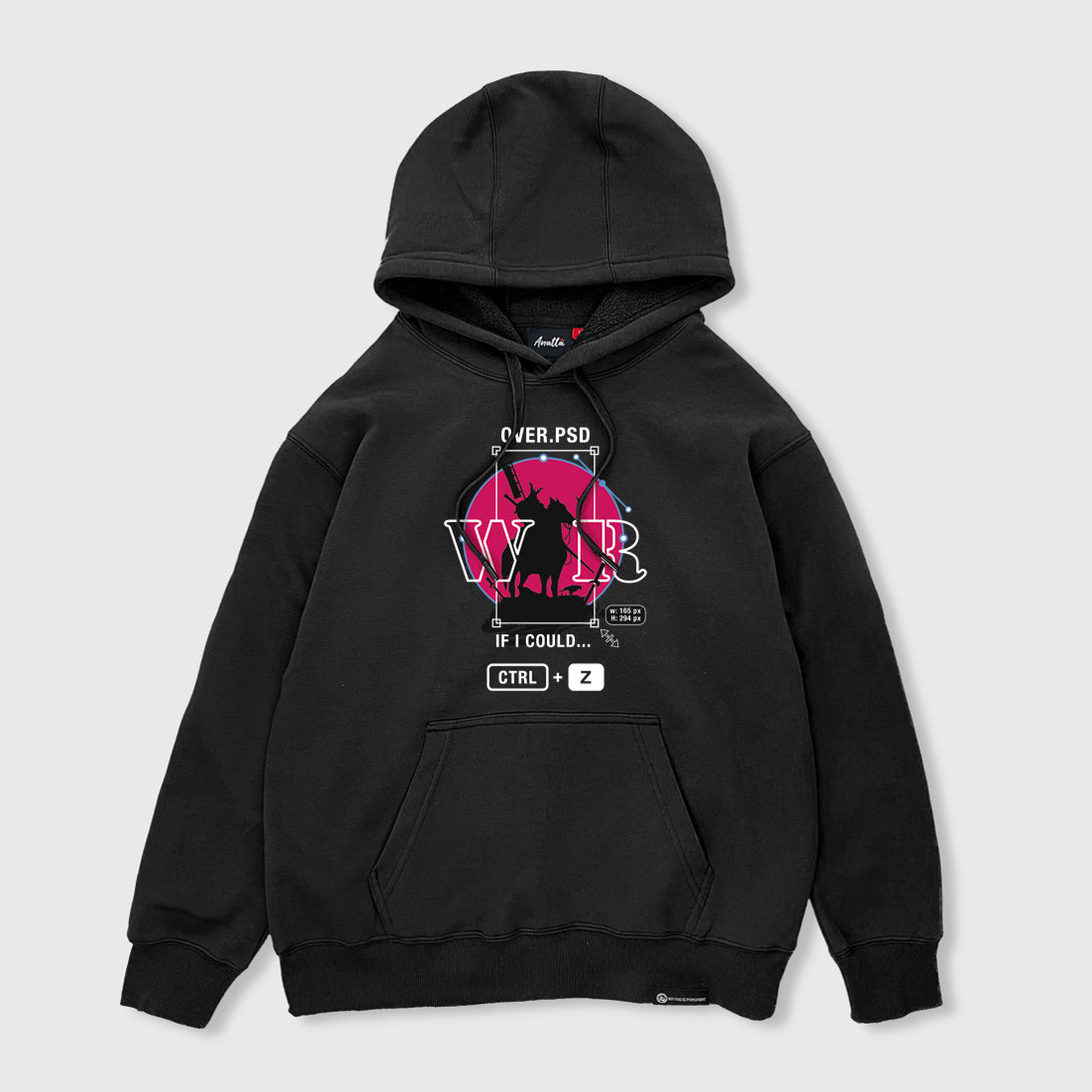 Ctrl+Z - A Japanese style black hoodie featuring a unique Japanese warrior graphic design on the front. 