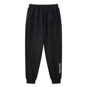 Rogue wave - A Japanese style black sweatpants with a small graphic printed on the back-back view