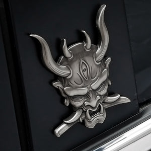 Japanese Hannya - 3D Metal Sticker - Car Decal - Metal Decal -2