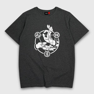 Mudra - A Japanese style dark grey heavyweight T-shirt featuring a graphic design of Buddhism Mudra printed on the front