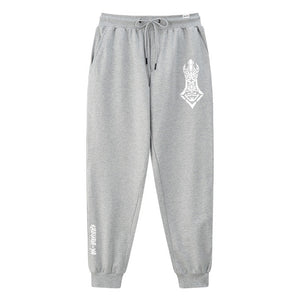 Kabura-ya - A Japanese style light grey sweatpants featuring a design of the traditional Japanese arrow, printed on the left. the word Kabura-ya are printed on the right.