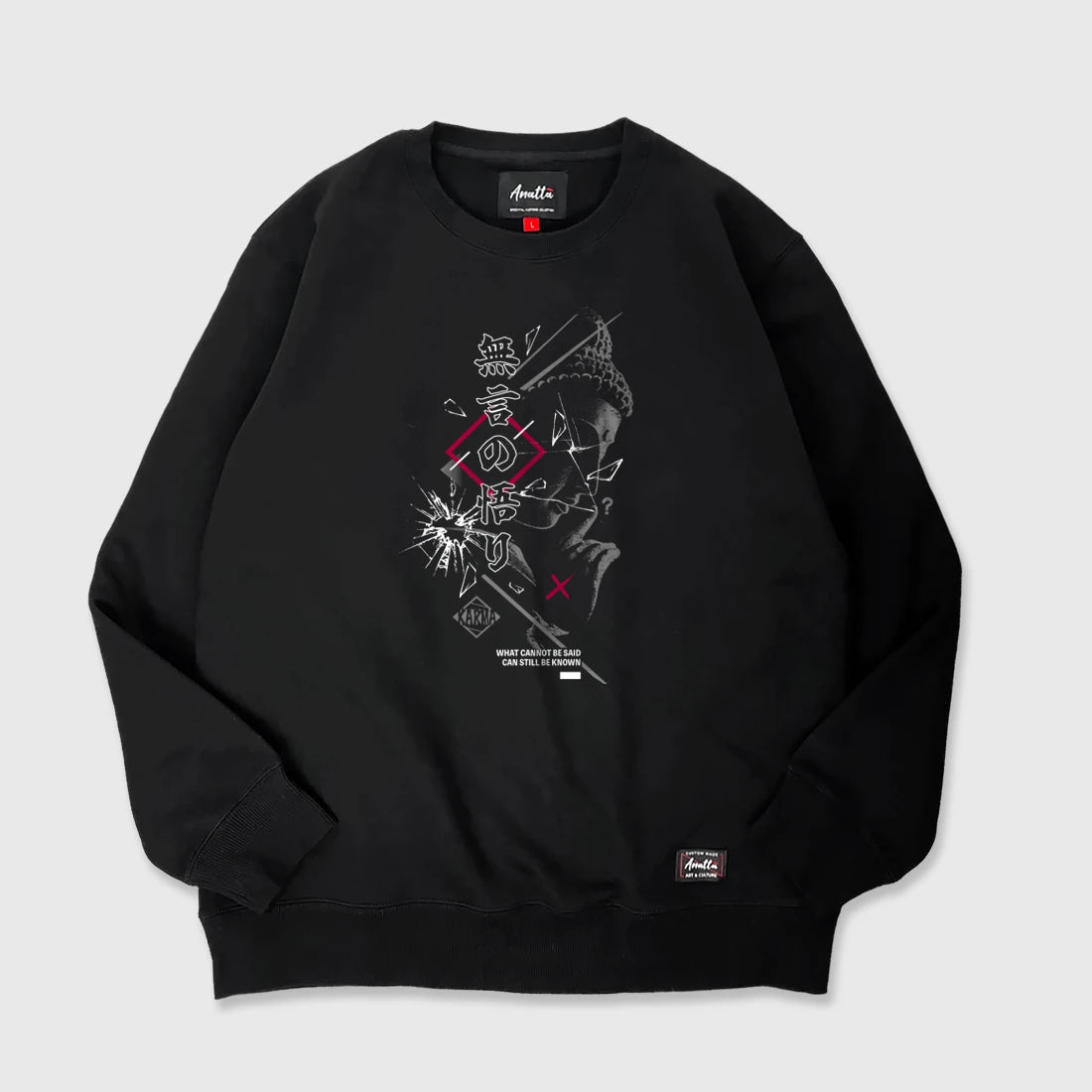 Black streetwear sweatshirt with Buddha graphic - Anatta