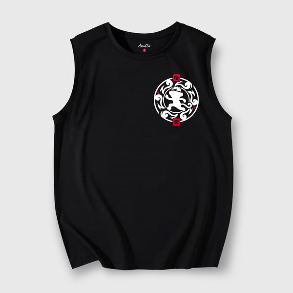 Wukong - A Japanese style black tank top featuring a minimalist design of Wukong printed on the left.