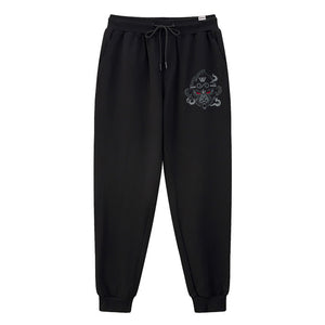 A Japanese style black sweatpants featuring the great sage wukong, printed on the left - anatta streetwear