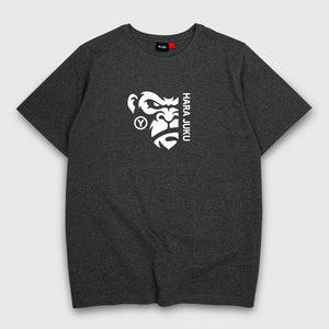 a Japanese style dark grey heavyweight T-shirt featuring a graphic design of the angry ape, printed on the front - Anatta Streetwear