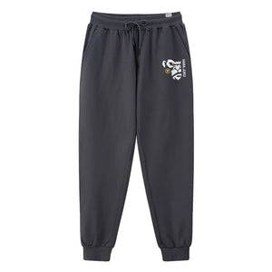 Dark grey heavyweight sweatpants with Japanese-inspired angry ape graphic design.