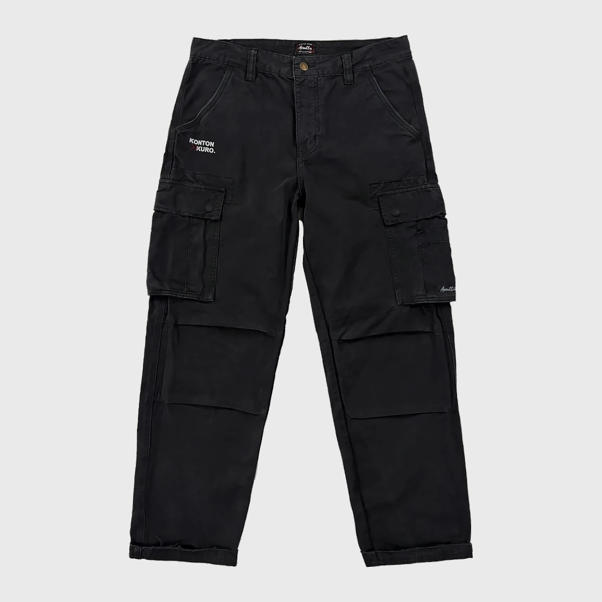 front view of Vintage-Washed Heavyweight Cargo Pants - - Anatta Streetwear