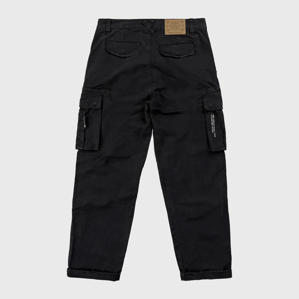 back view of Vintage-Washed Heavyweight Cargo Pants - - Anatta Streetwear