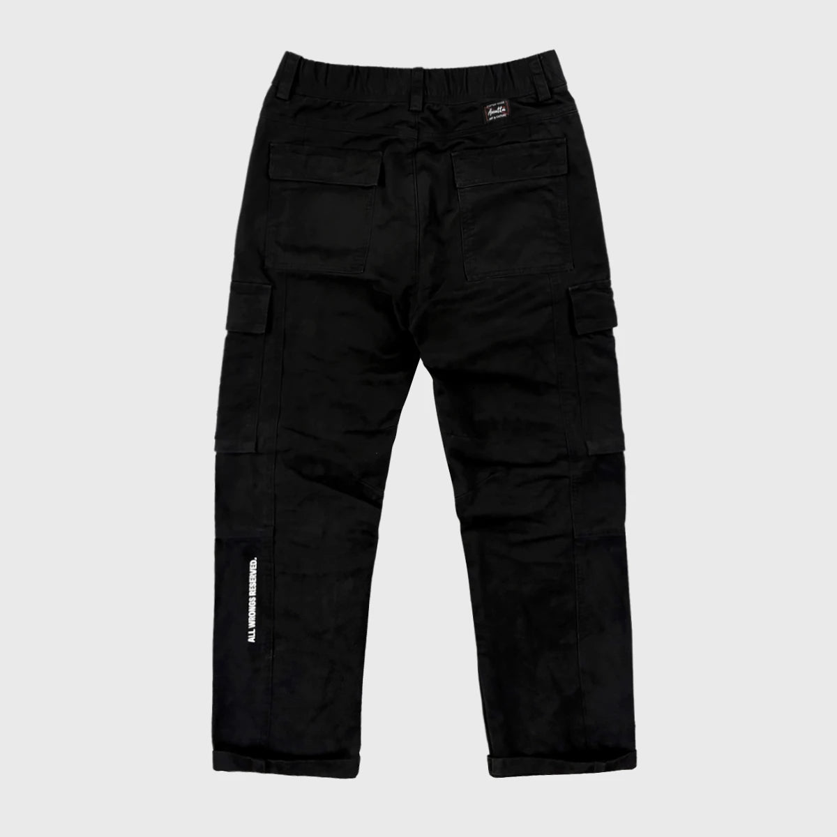 back view of black cargo pants - Anatta Streetwear
