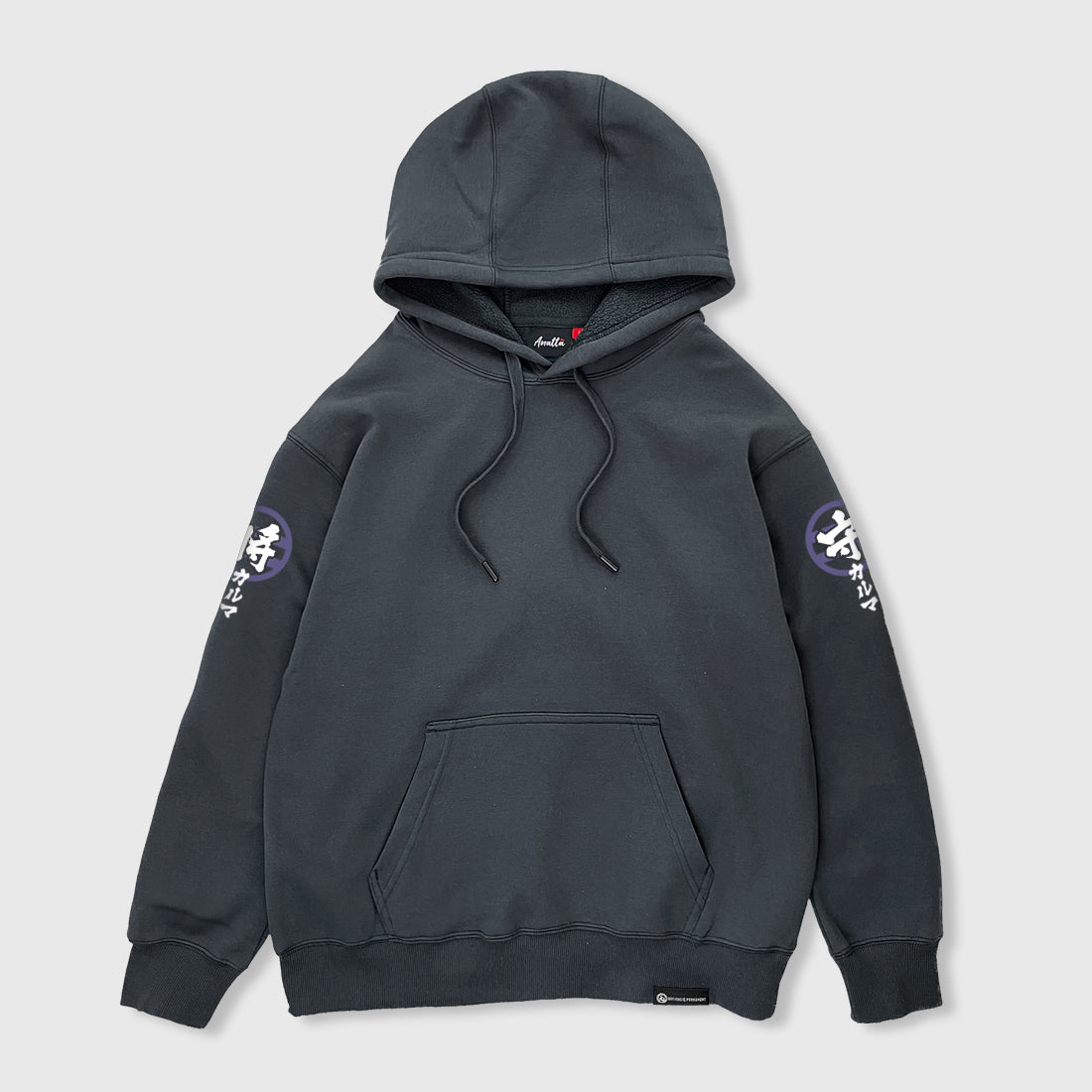 Wrathful deity - Front view of the Japanese style dark grey hoodie
