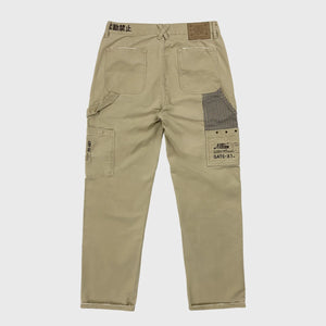 back view of the Khaki Heavyweight Cargo Pants  - Anatta Streetwear