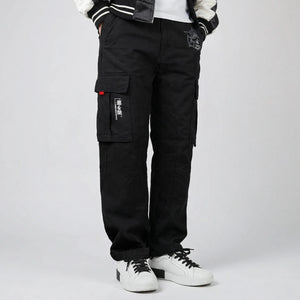 model wearing Heavyweight Elastic Waist Cargo Pants - Anatta Streetwear