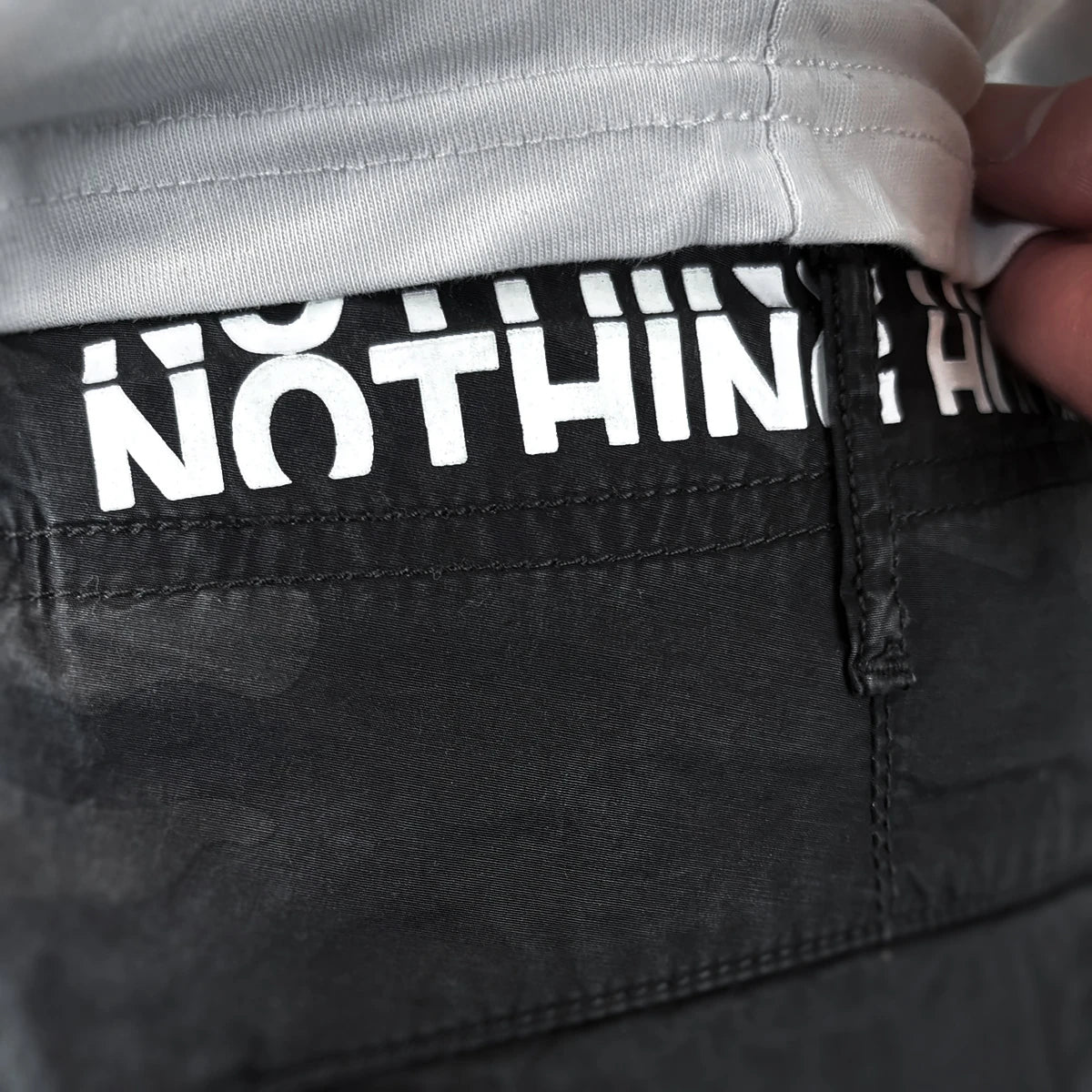Minimal printed waistband detail on cargo pants - Anatta Streetwear