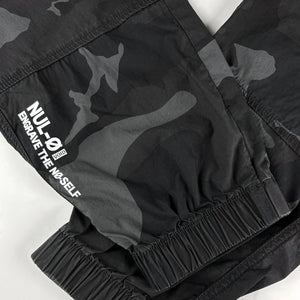 Cargo pants graphic print on leg close-up  - Anatta Streetwear