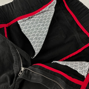 Close-up of Japanese-inspired cloud pattern lining - Anatta Streetwear