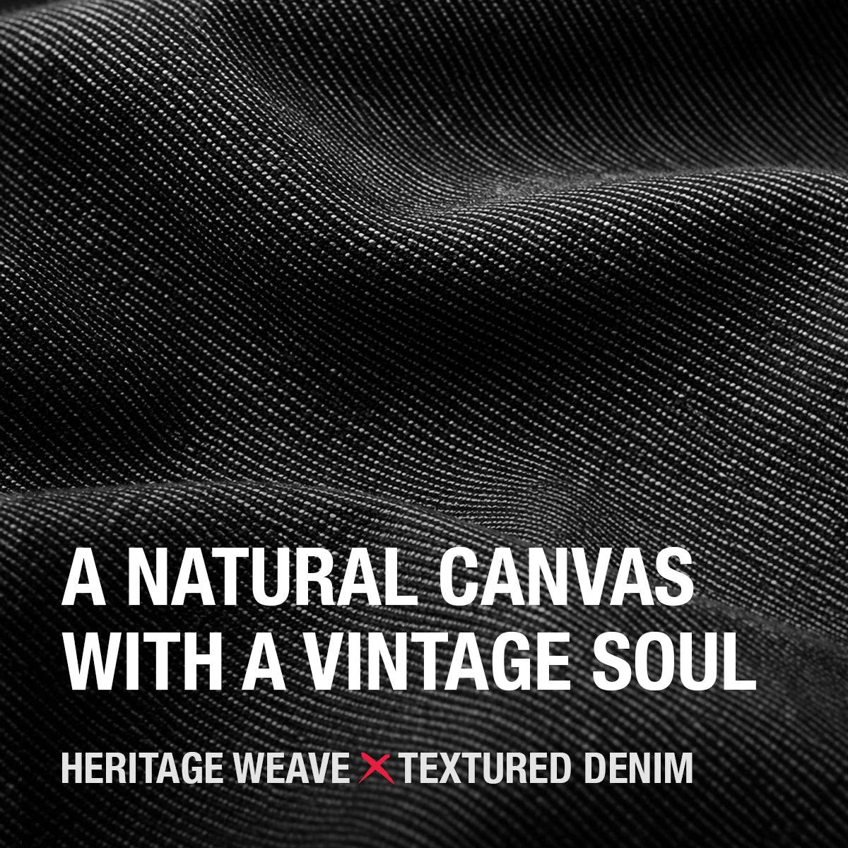 Close-up of textured dark grey denim used for the Fenikkusu Japanese embroidery jacket
