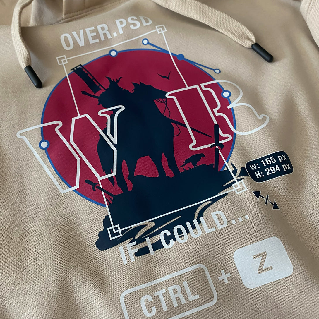 Ctrl+Z - the unique Japanese warrior graphic design, printed on the front of a Japanese style khaki hoodie