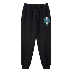 Rogue wave - A Japanese style black sweatpants featuring a combination of traditional Japanese patterns and Japanese characters, printed on the left.