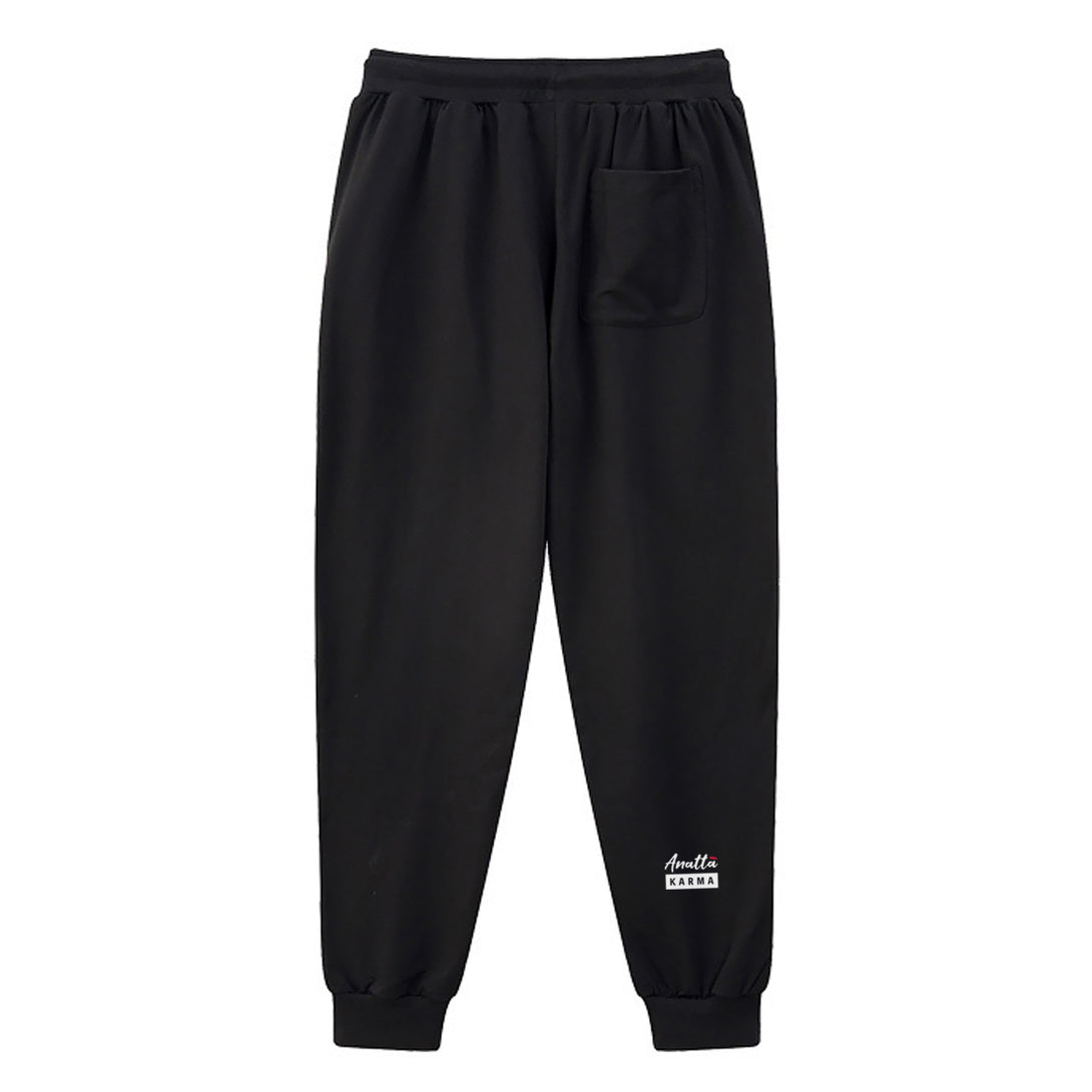 wei yi wu er - A Japanese style black sweatpants with a small graphic printed on the back-back view