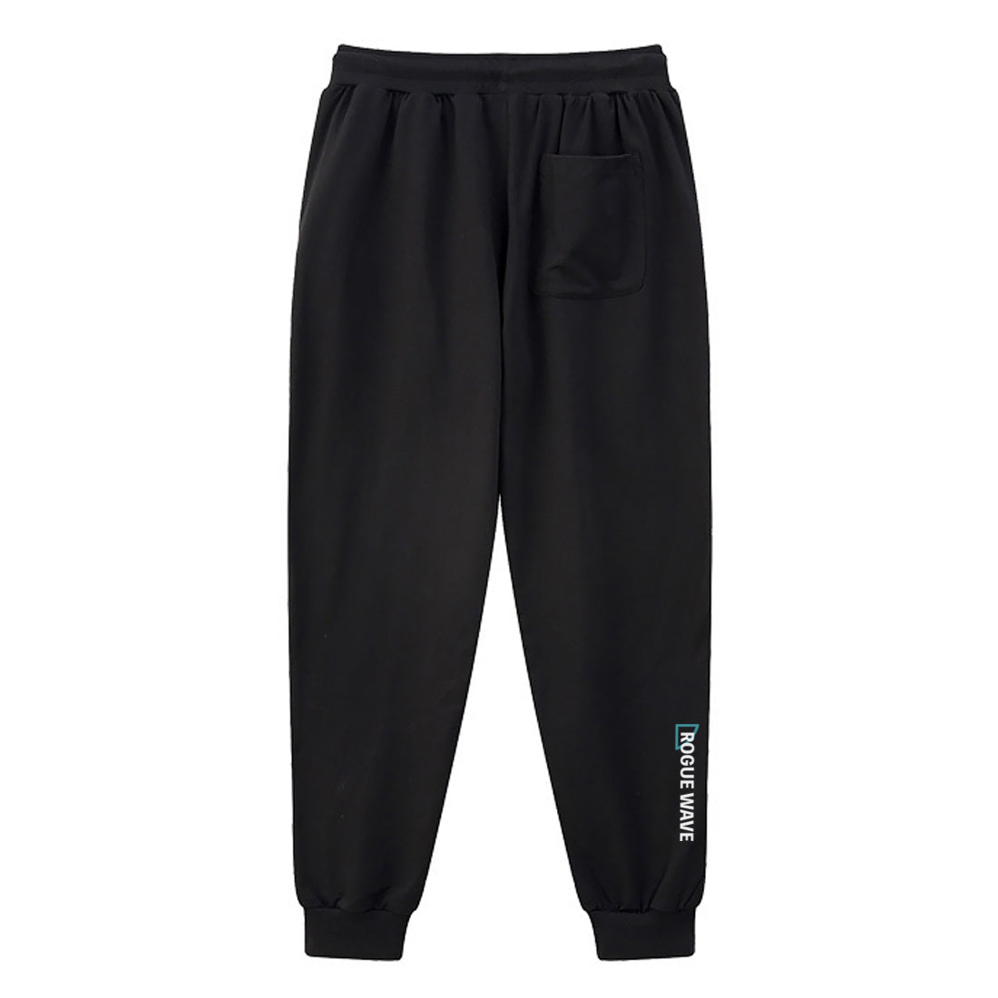 Rogue wave - A Japanese style black sweatpants with a small graphic printed on the back-back view
