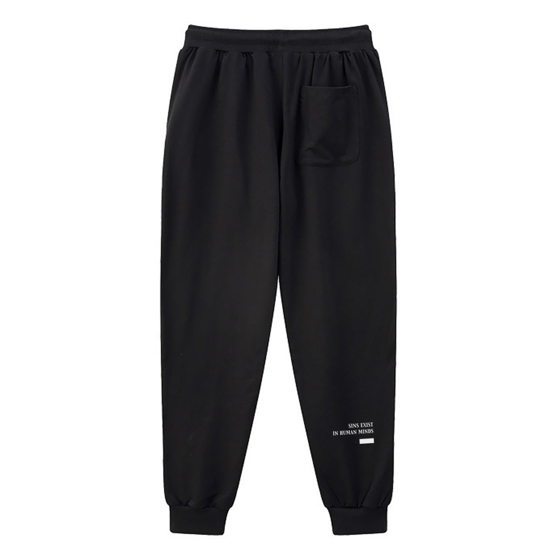 Sins Exist In Human Minds - A Japanese style black sweatpants with a small graphic printed on the back-back view