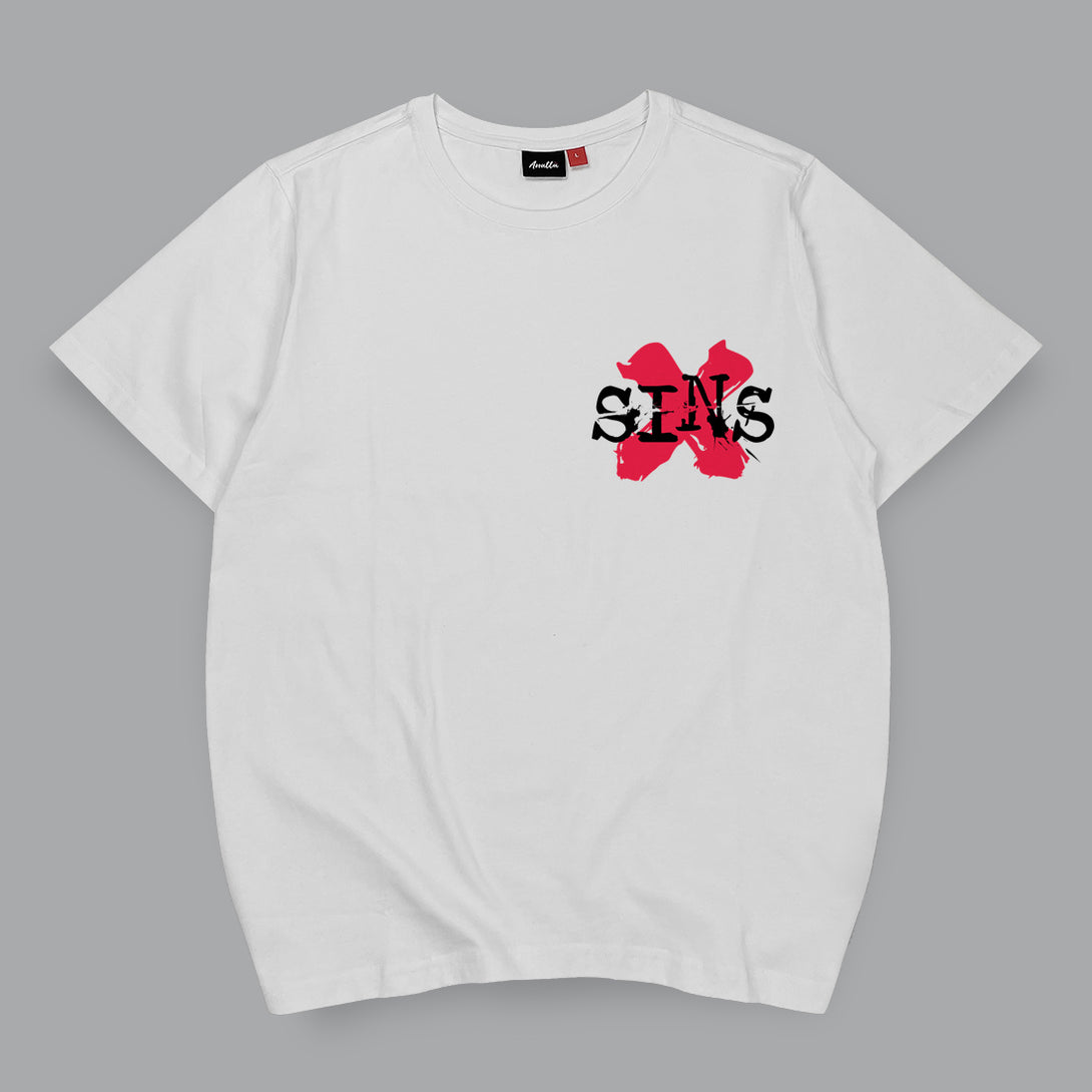 Do no evil  - A Japanese style white heavyweight T-shirt featuring a graphic design printed on the front