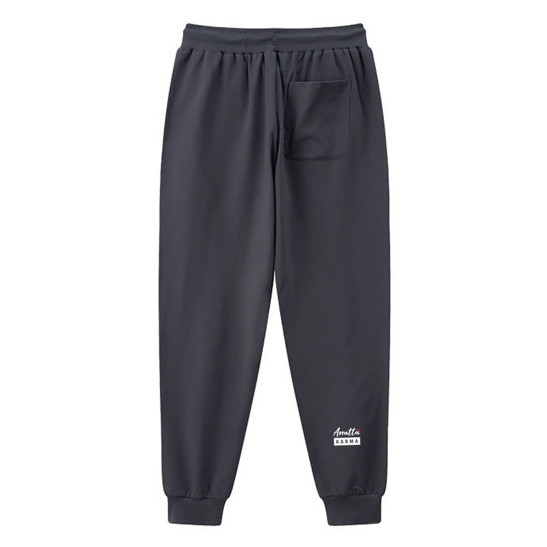 wei yi wu er - A Japanese style dark grey sweatpants with a small graphic printed on the back-back view