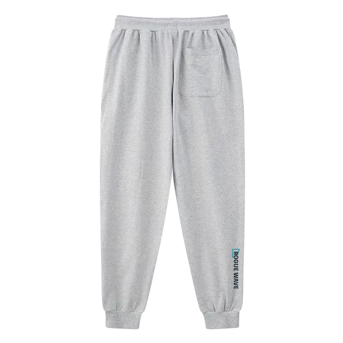 Rogue wave - A Japanese style light grey sweatpants with a small graphic printed on the back-back view