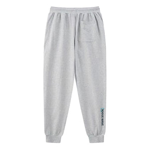 Rogue wave - A Japanese style light grey sweatpants with a small graphic printed on the back-back view