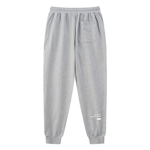 Sins Exist In Human Minds - A Japanese style light grey sweatpants with a small graphic printed on the back-back view
