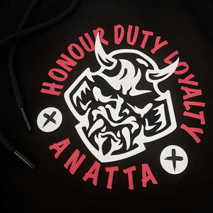 Bushido  - a close-up of a bushido design printed on the left of a Japanese style black sweatpants-1