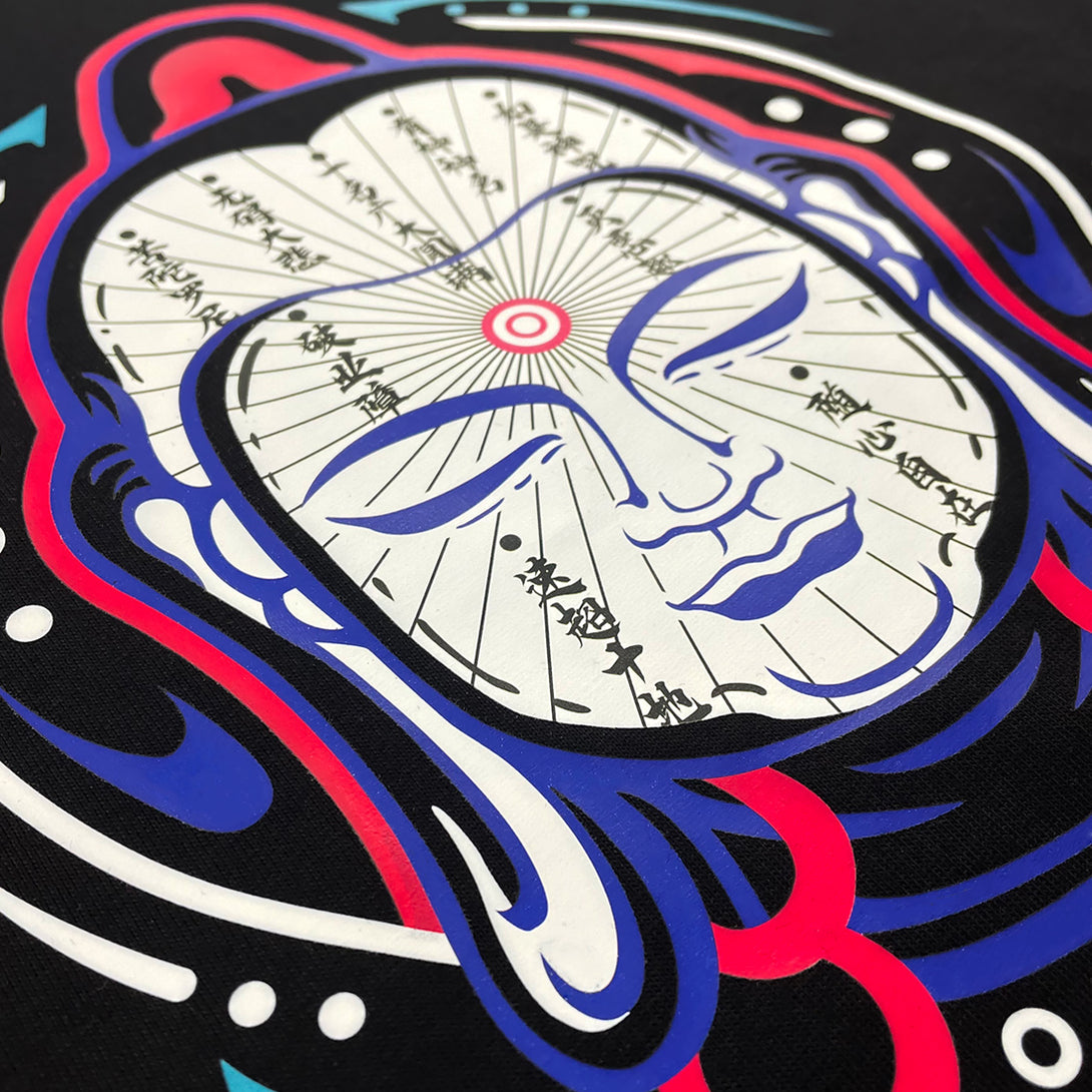 Buddha Head - a close-up of the graphic design of a buddha head, printed on the Japanese style  heavyweight T-shirt-2